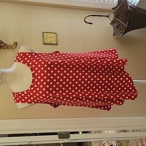 STAR VIXEN red white polka dot sleeveless top asymmetric hem stretch sz 2X …EUC